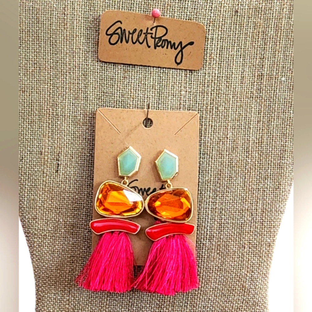 Your new FAVORITE Tassel Earrings with Bright Rhinestones